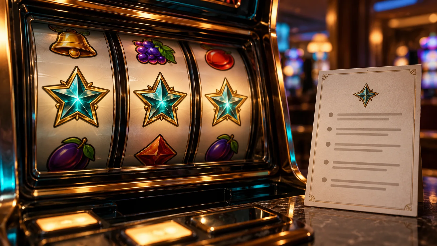 Markasız slot makaraları yanında free spin koşullarını simgeleyen kart
